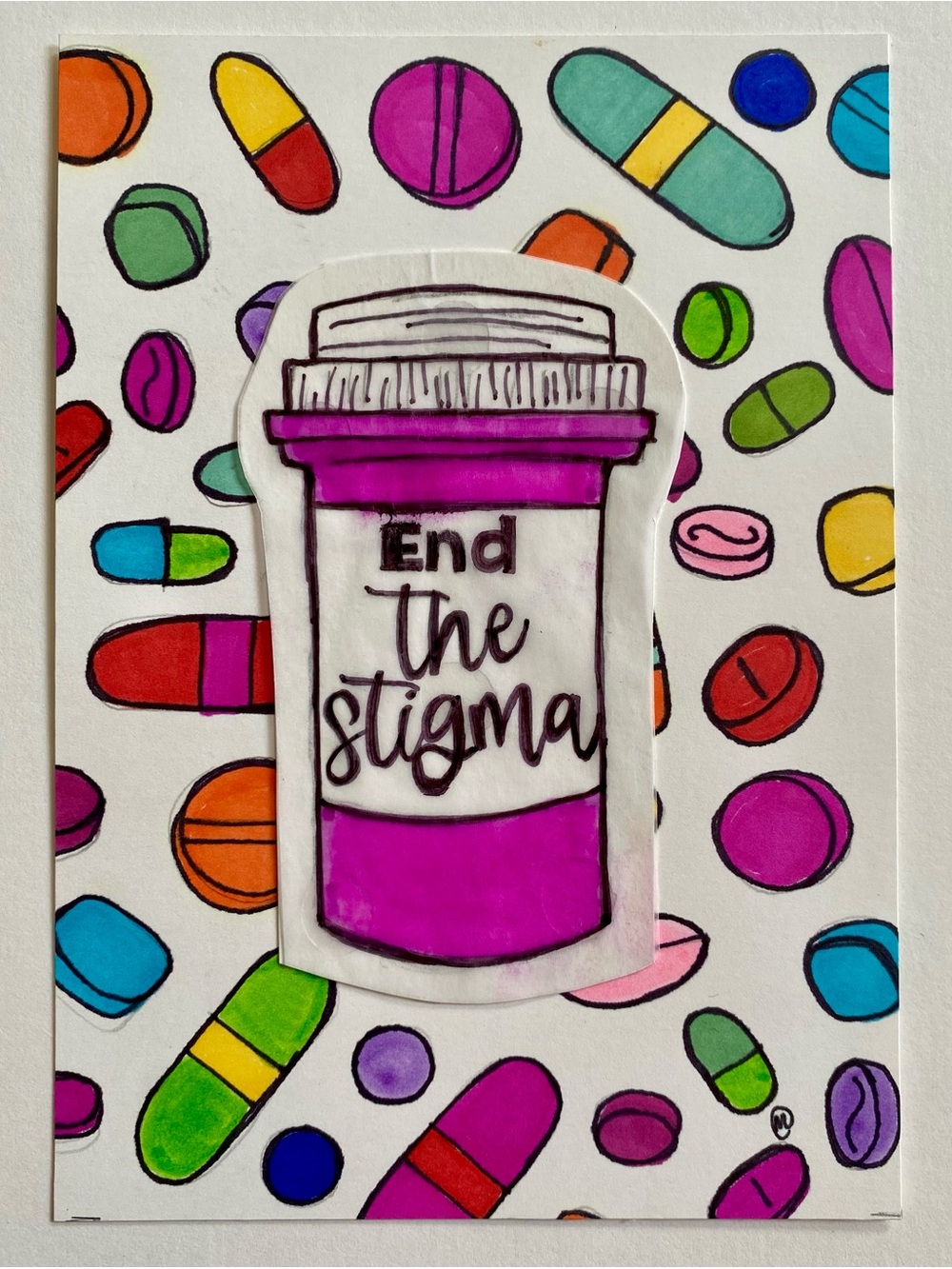 End The Stigma Collage Art, 5"x7" Handmade Mental Health Awareness Artwork OOAK